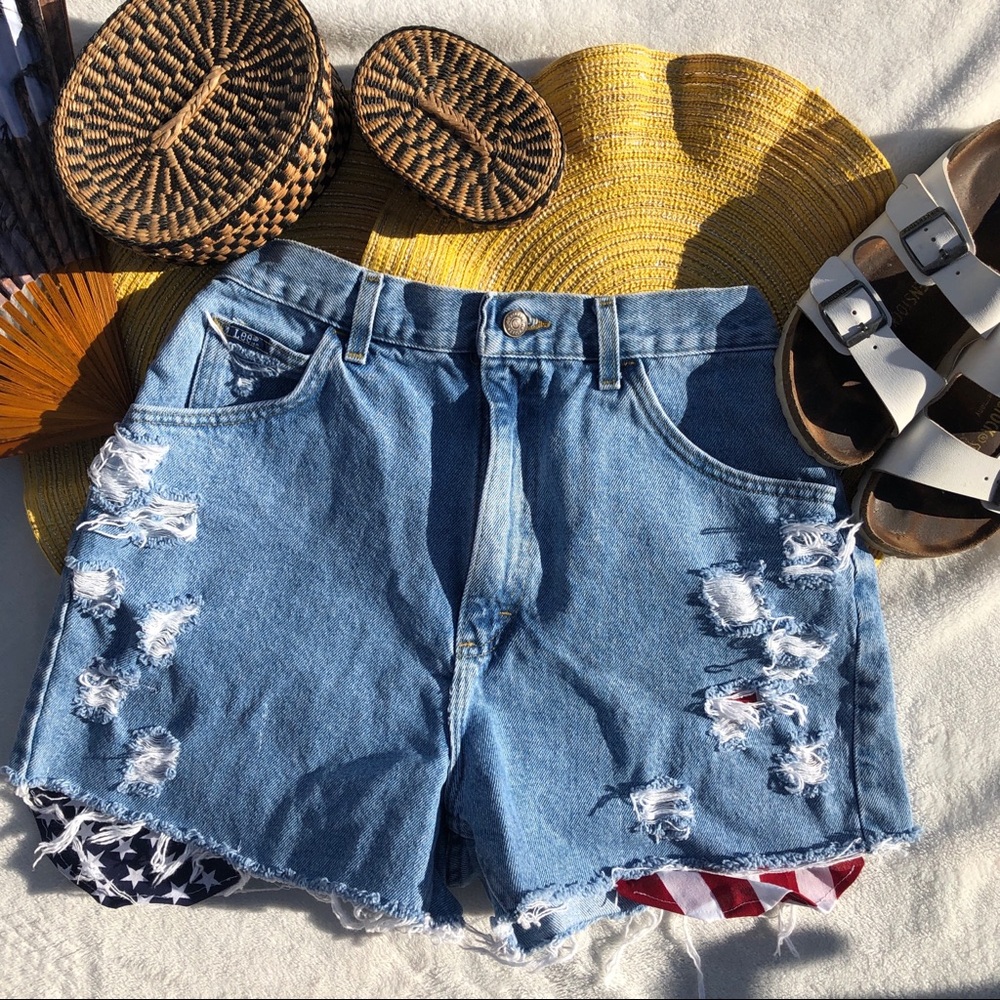 Lee High Waist American Flag Cutoff mom shorts
